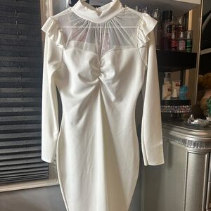 White Sheer Top Mid Length Dress NWT